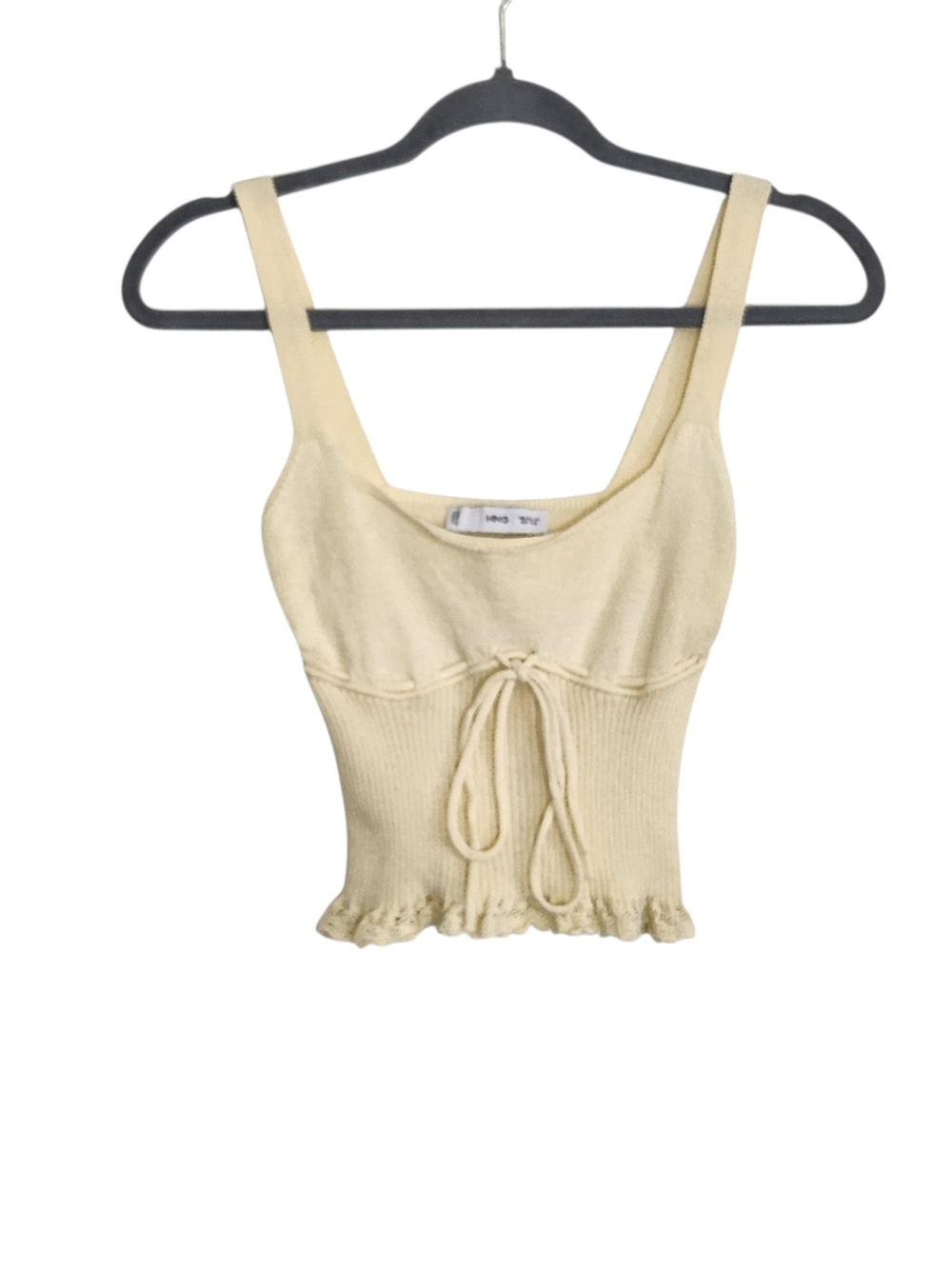 MNG Boho Cream Sleeveless Knit Crop Top Size XS